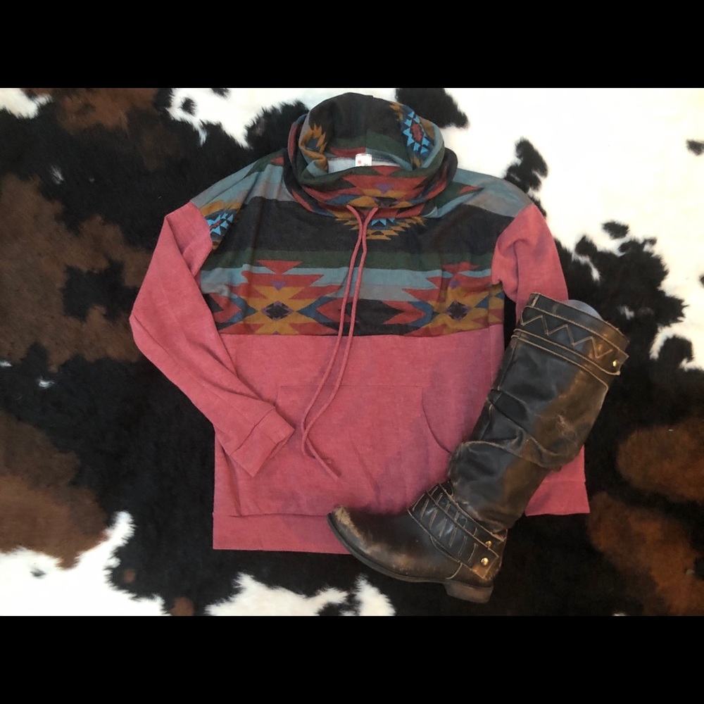 New! Aztec Cowl Neck Shirt